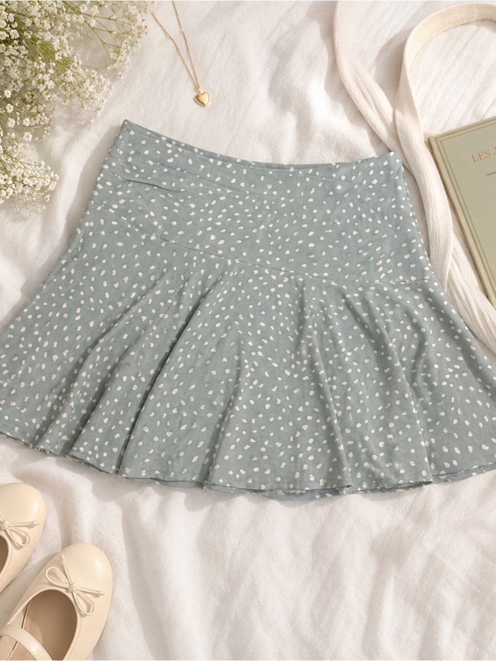 Loveriche Coquette Sage Mini Skirt Flowy Fit Flare Medium Romantic Dainty Print